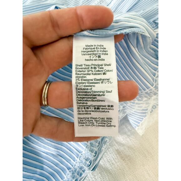 J.Crew | NWT Wren lace-trim shirt-dress in blue white stripe | Sz 8 - Picture 11 of 12